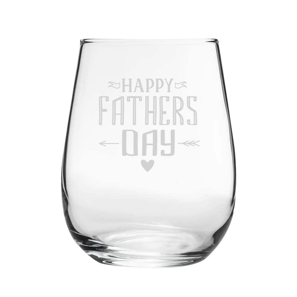 image 1 of Personalised Happy Father's Day Arrow Design Stemless Gin Tumbler