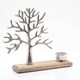 image 3 of Tree of Life Metal & Wood Tea Light Holder Silver