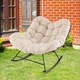 image 3 of COSTWAY Indoor Outdoor Rocking Chair Oversized Egg Papasan Chair-Beige