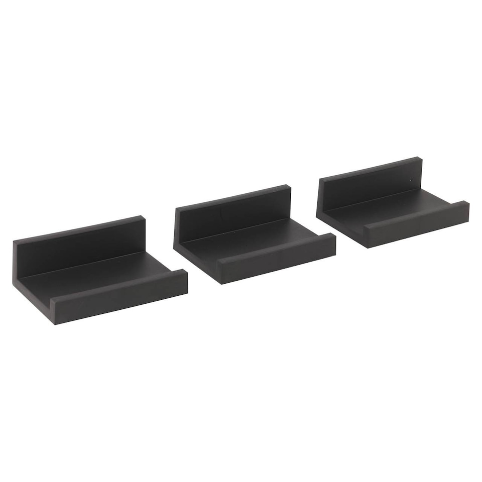 image 1 of 3 Piece Floating Wall Shelf Set | Black | Black & Set of 3 | 3