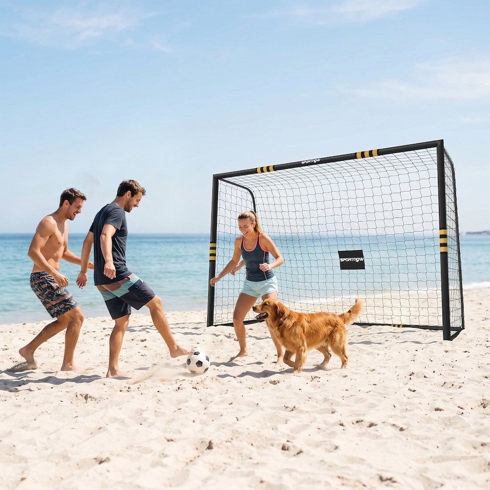 image 1 of SPORTNOW Football Goal, 10 x 6.5ft Football Net with EPE Padding, Yellow