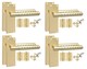 image 1 of Golden Grace 4 Pairs Victorian Design Knurled Diamond Cut Door Handle Internal Pack Satin Brass - Bathroom and Lock Set with Hinges - 150mm x 40mm