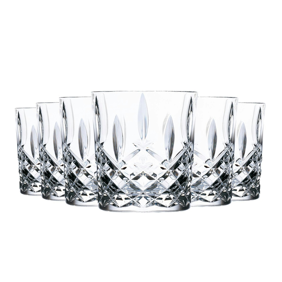 image 1 of RCR Crystal Orchestra Cut Glass Double Old Fashioned Whiskey Glasses Tumblers Set - 340ml - Pack of 6 Clear