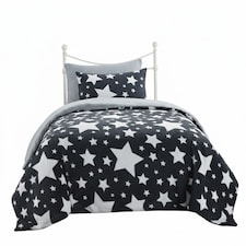 Stars Kids Teddy Duvet Cover Set Ultra Soft Bedding with Pillowcase | Grey | Single