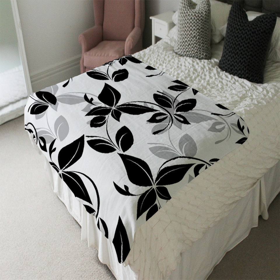 image 1 of Black & White Floral (Blanket)