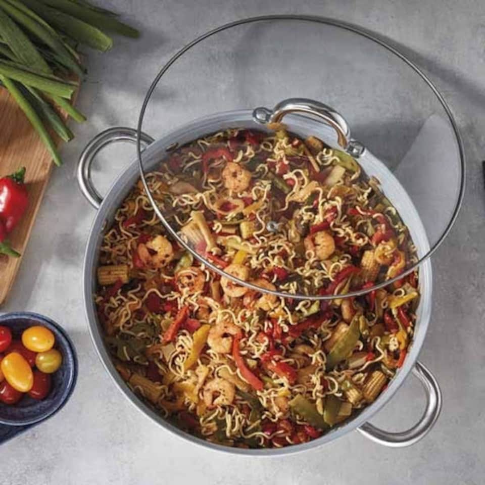 image 1 of Cooks Professional Stainless Steel Non-Stick Saute Pan 30cm with Lid for All Hobs