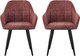 image 3 of Set of 2 Faux Suede Leather Dining Chairs with Arms Adrian Pink