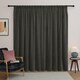 image 3 of Furn Soft Chenille Blackout Pencil Pleat Curtain Pair, 117cm width x 137cm drop | Grey | Charcoal | (W) 117cm x (L) 137cm | 1