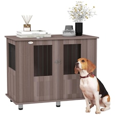 PawHut Dog Crate Kennel Cage for Medium Large Dog, Indoor End Table, Purple