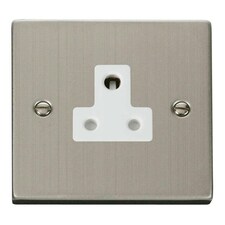SE HOME Stainless Steel 1 Gang 5A Round Pin Socket White | Stainless Steel