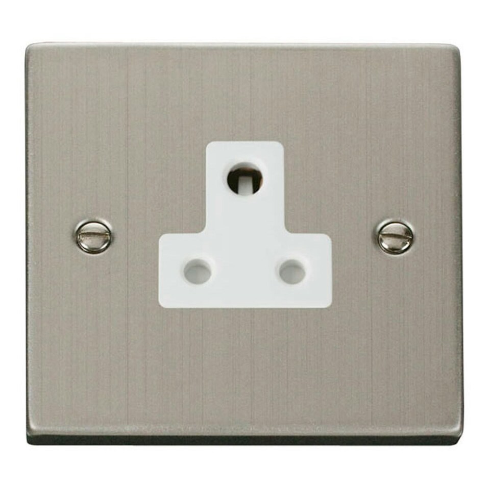 SE HOME Stainless Steel 1 Gang 5A Round Pin Socket White | Stainless Steel