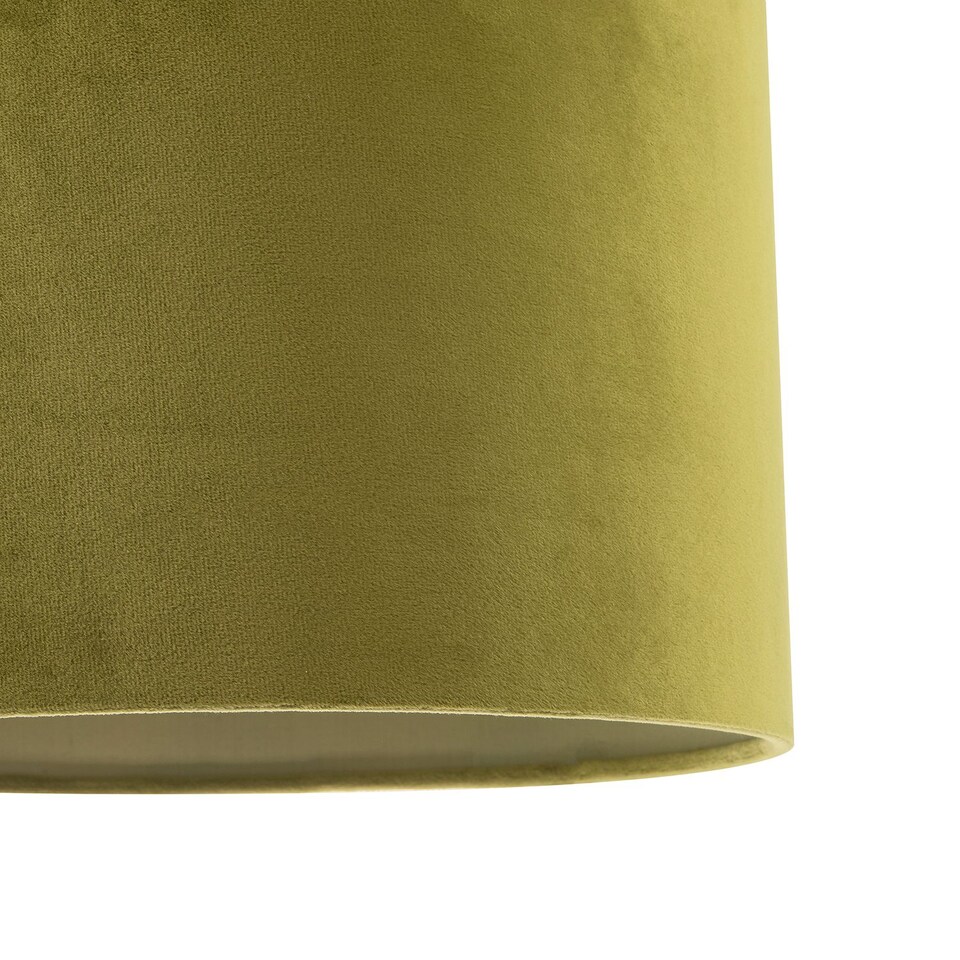 image 1 of Soft Velvet Olive Green Fabric Round Lamp Shade for Table or Pendant | Green | Olive Green | 1