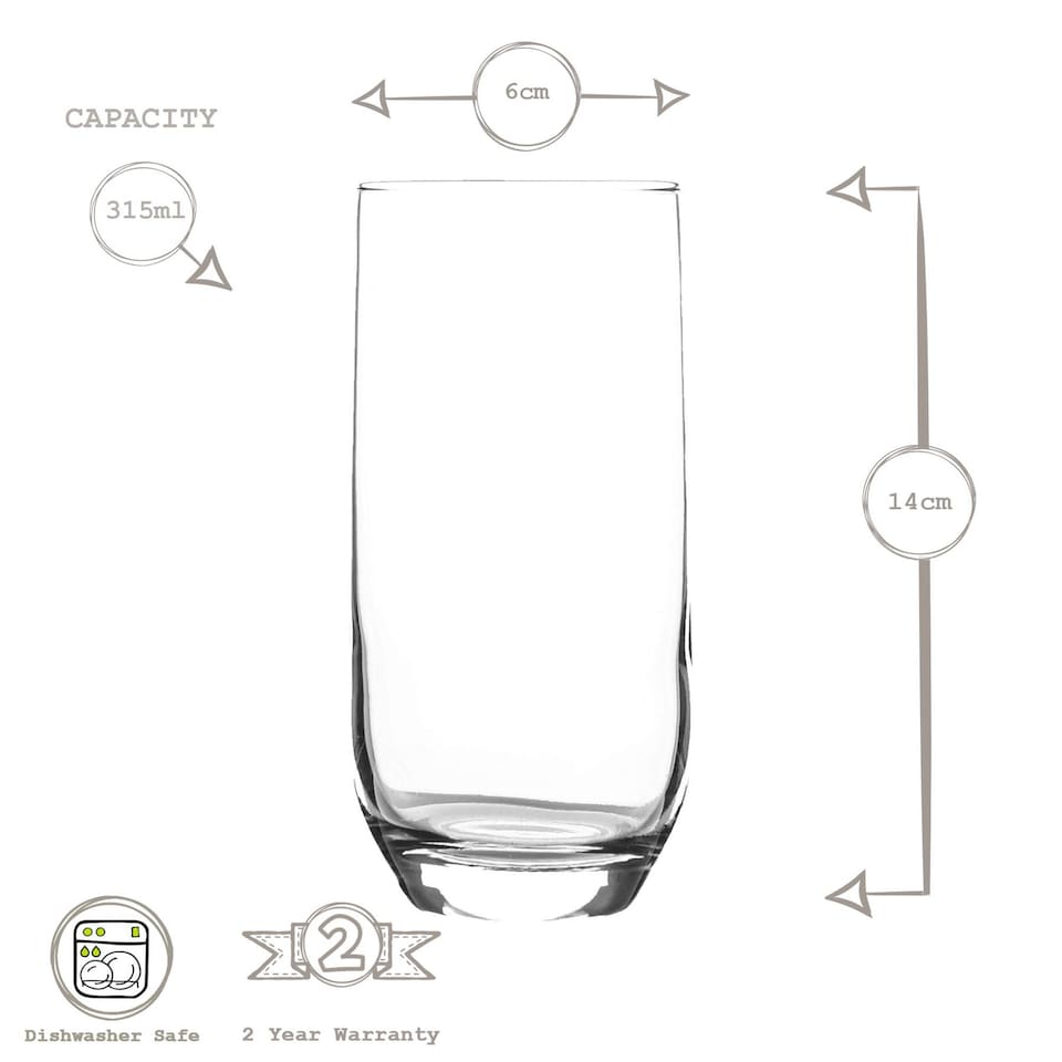 image 1 of LAV Sude Highball Glasses - 315ml - Clear - Pack of 6 | Clear | Clear
