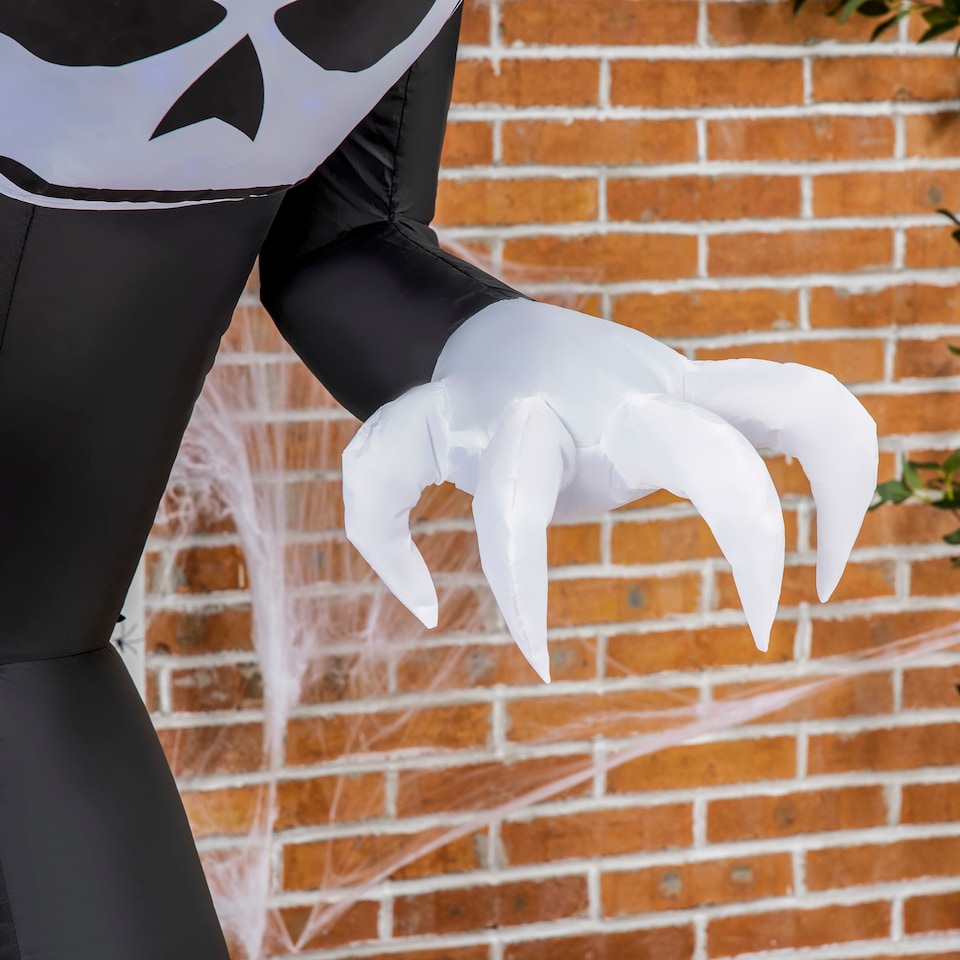 image 1 of Outsunny 7ft Inflatable Halloween Ghost with Horns, Blow-Up Outdoor LED Display with Flame Effect for Garden, Lawn, Party, Holiday