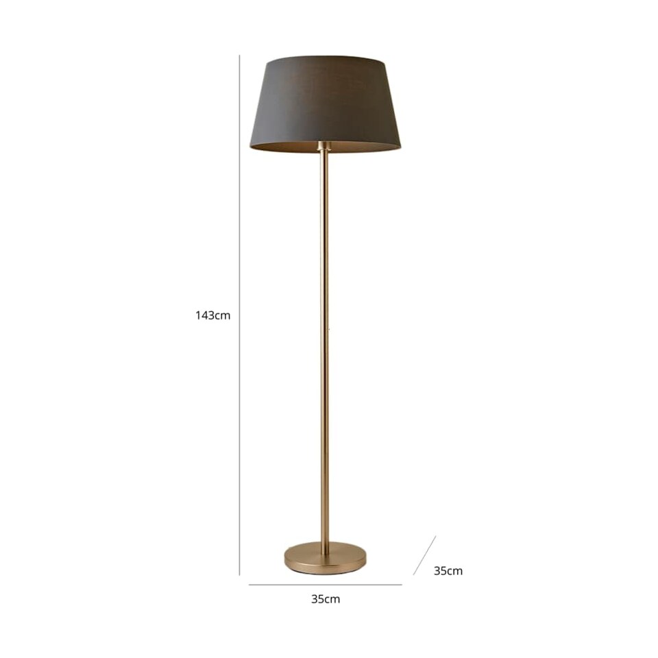 image 1 of ValueLights Charlie Chrome Floor Lamp Grey Taper Shade