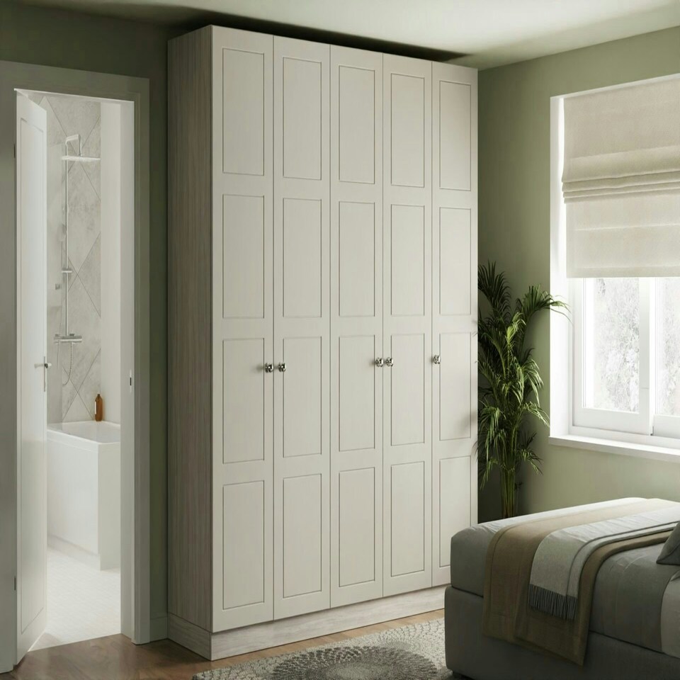 image 1 of Shaker Taupe Grey Double Wardrobe with Shelves Grey