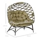 image 5 of Outsunny Egg Chair Outdoor, 2 Seater Folding Weave Garden Furniture Chair with Cushion, Cup Pockets for Patio Balcony - Khaki