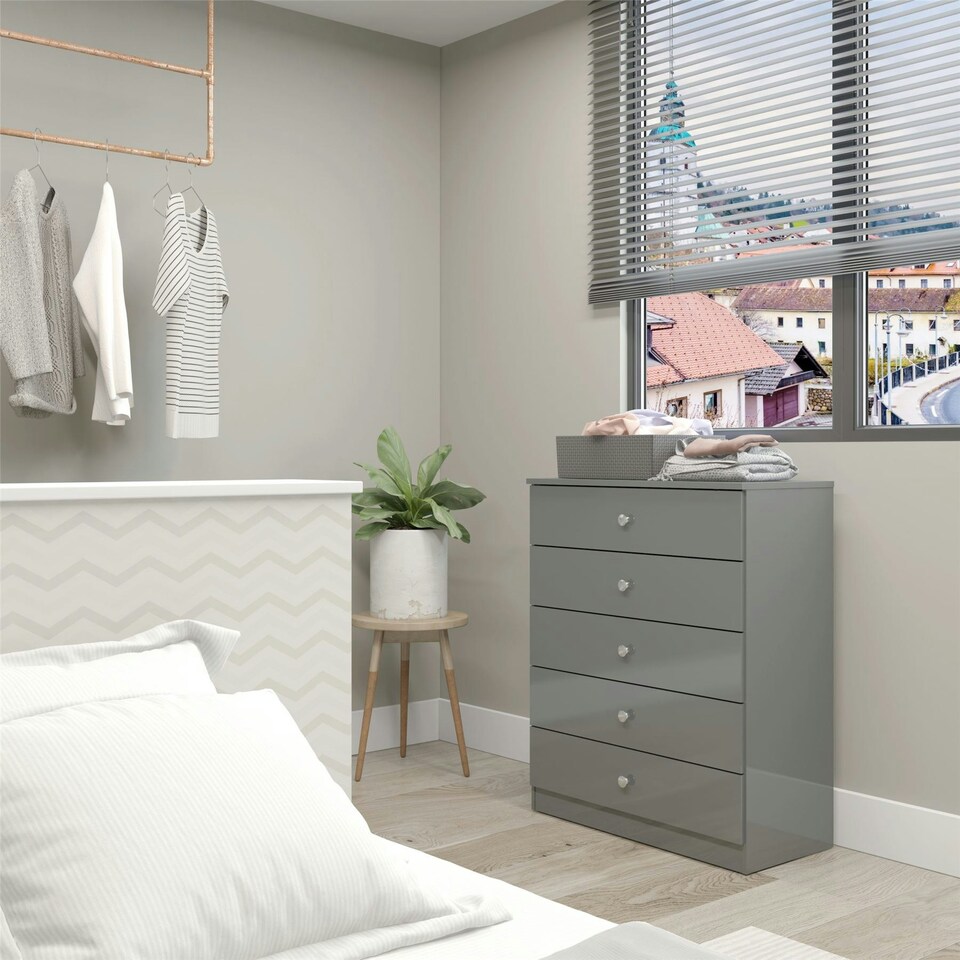 image 1 of Denver 5 Drawer Chest Grey