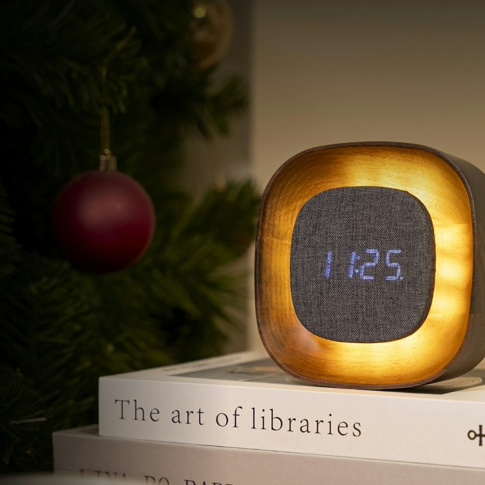 image 1 of Gingko Lumos Clock & Lamp - Square N/A | Walnut