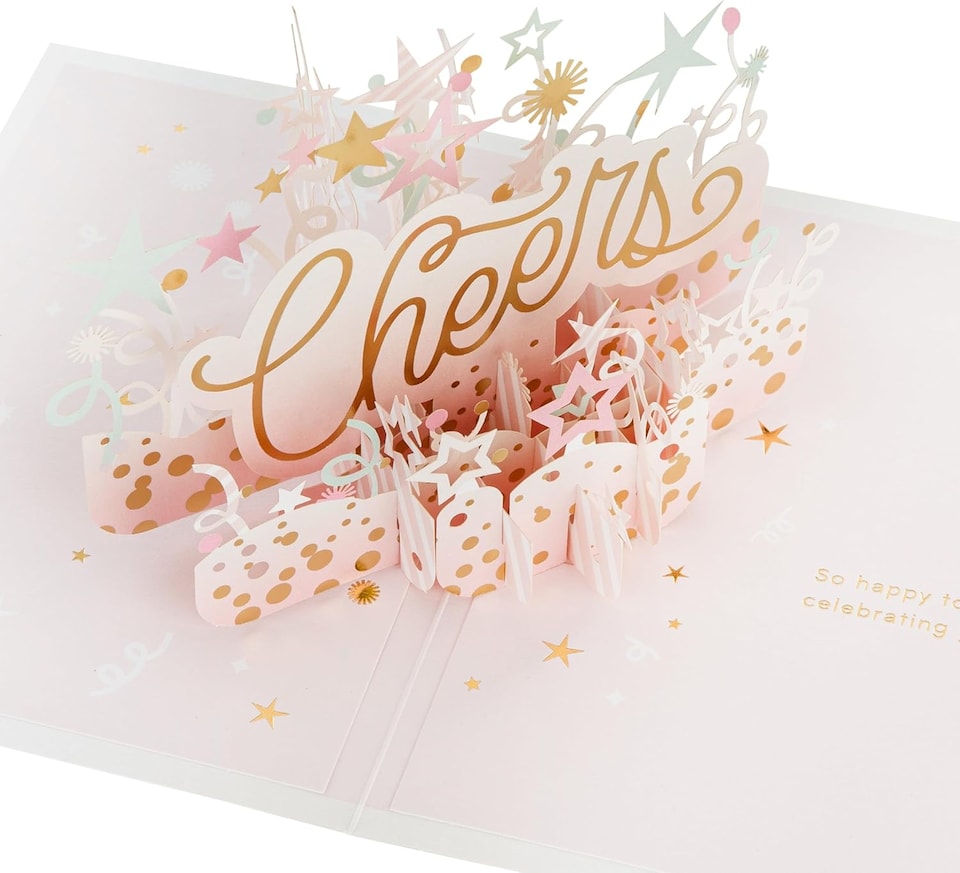 image 1 of Stars & Banner Design 3D & Pop Up Cheers Birthday Card For Her