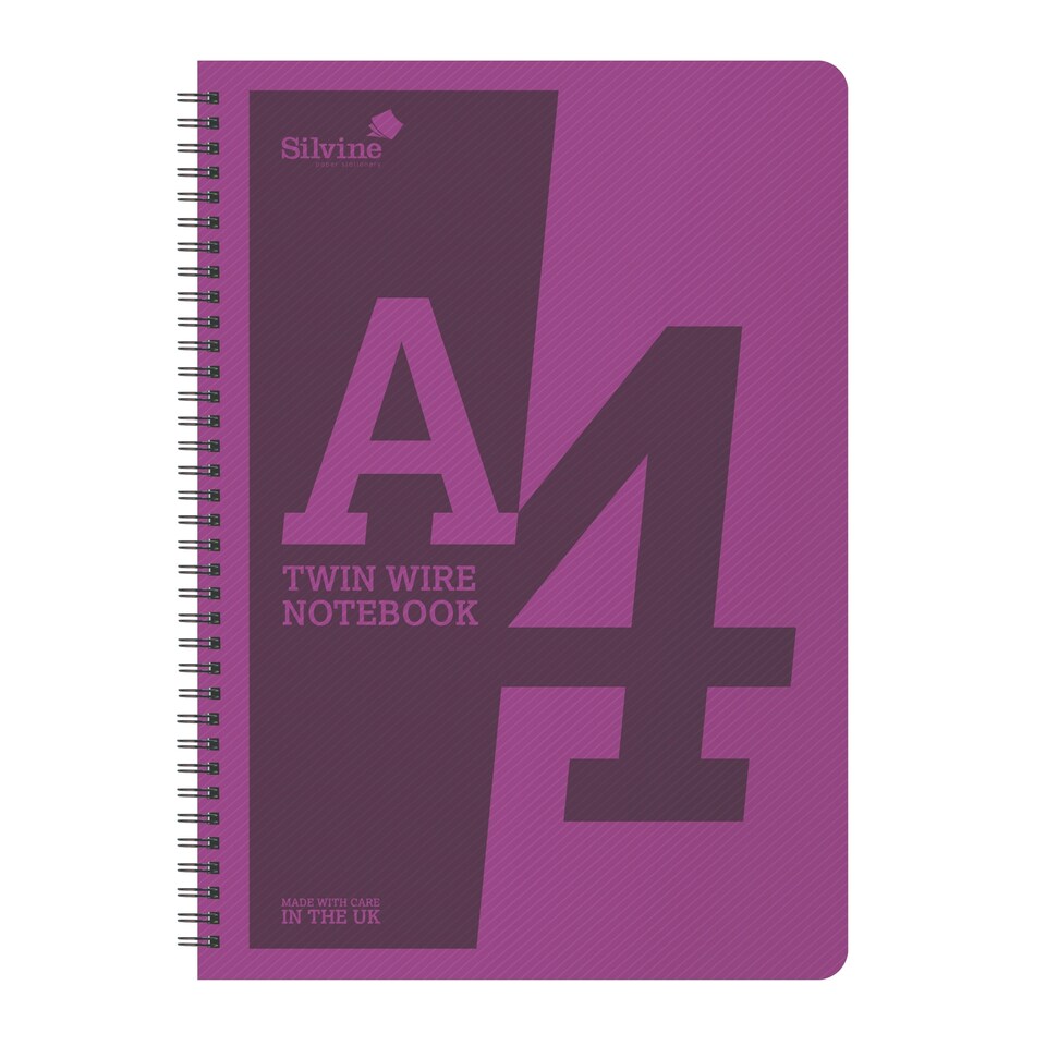 image 1 of A4 Twin Wirebound Purple Plastic Front Notebook 160 Pages