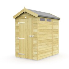 4 x 6 Feet Apex Security Shed - Single Door - Wood - L187 x W118 x H217 cm Brown