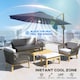 image 4 of Outsunny 3 m LED Cantilever Parasol Outdoor with Base Solar Lights Blue