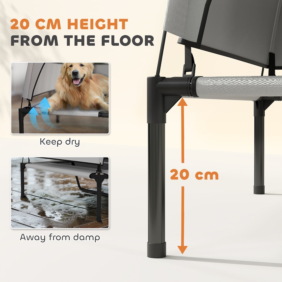 image 1 of PawHut Portable Elevated Dog Bed with Removable Canopy | Grey | Light Grey