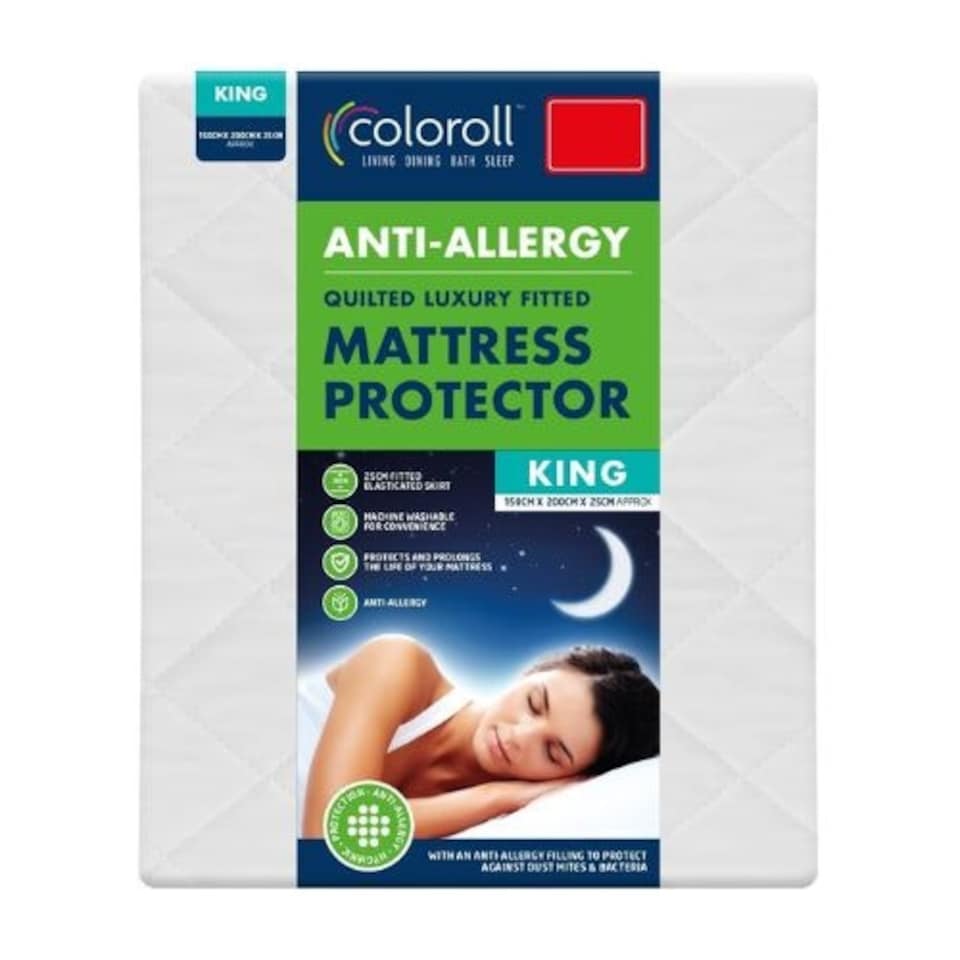 Coloroll Anti-allergy Mattress Protector King White | One Size