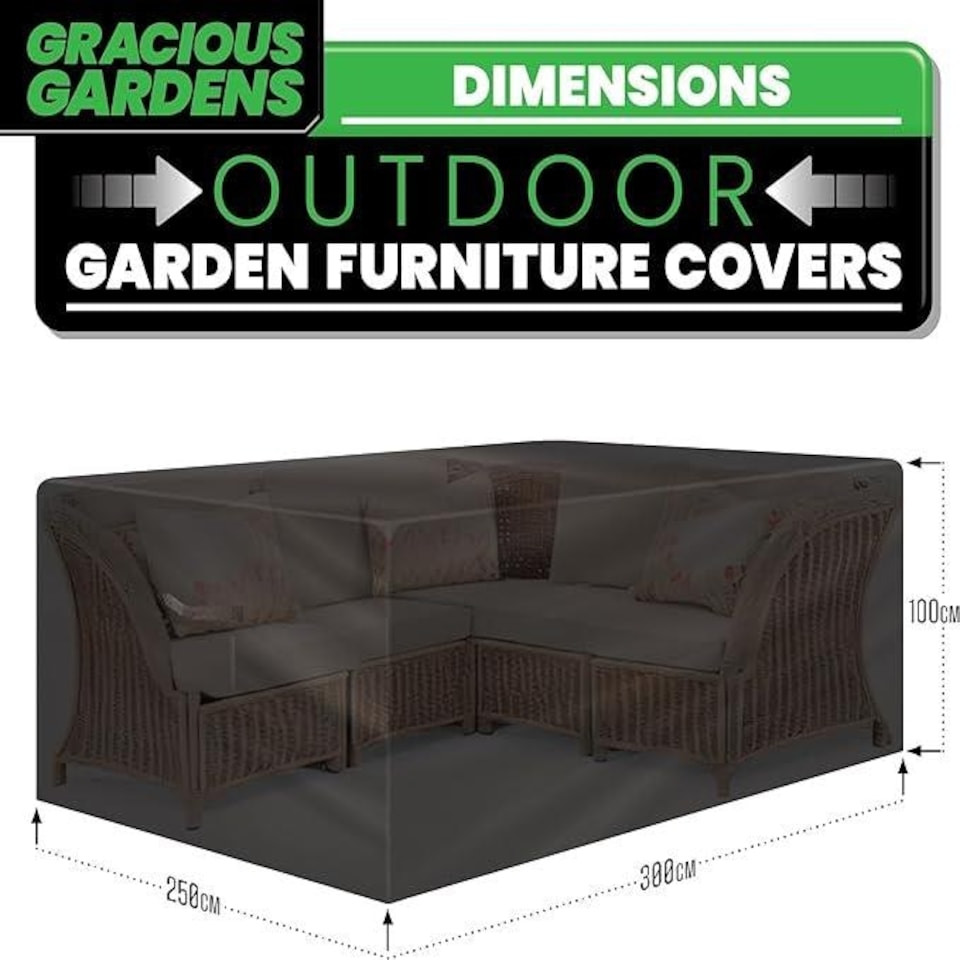image 1 of Gracious Gardens Rectangular 300x250x100cm Waterproof Garden Furniture Cover | Black | Black | 300x250x100cm | 1
