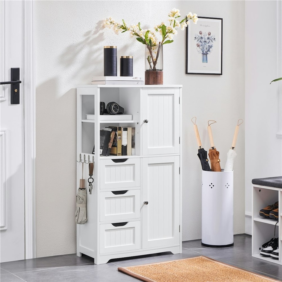 image 1 of Yaheetech Bathroom Storage Unit with Open Compartments White White