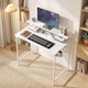 image 6 of HOMCOM Computer Desk, 80cm Home Office Study Table with Hutch Shelf | White | White | 80W x 50D x 121.7H cm
