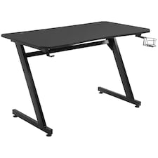 HOMCOM Gaming Desk Cup Headphone Holder Adjustable Feet Home Black