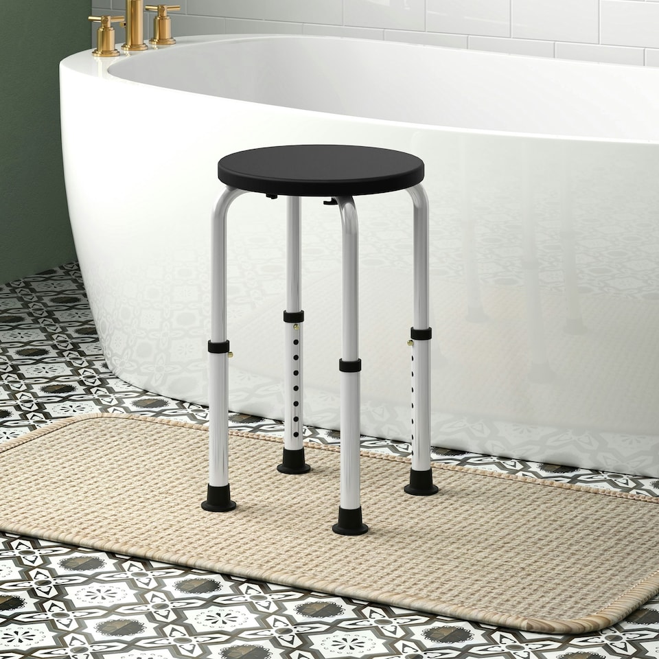 image 1 of HOMCOM Bath Chair Height Adjustable Shower Seat for Elderly Black