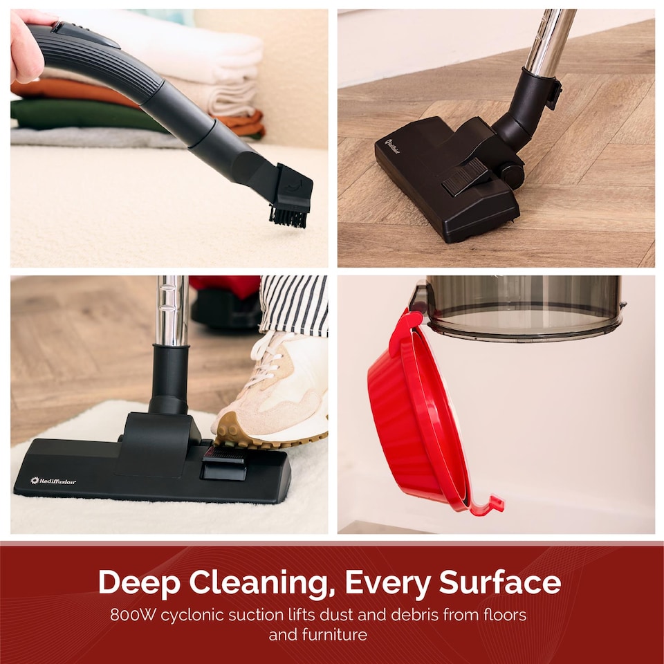 image 1 of Rediffusion Multi Cyclonic Bagless Vacuum Cleaner Red