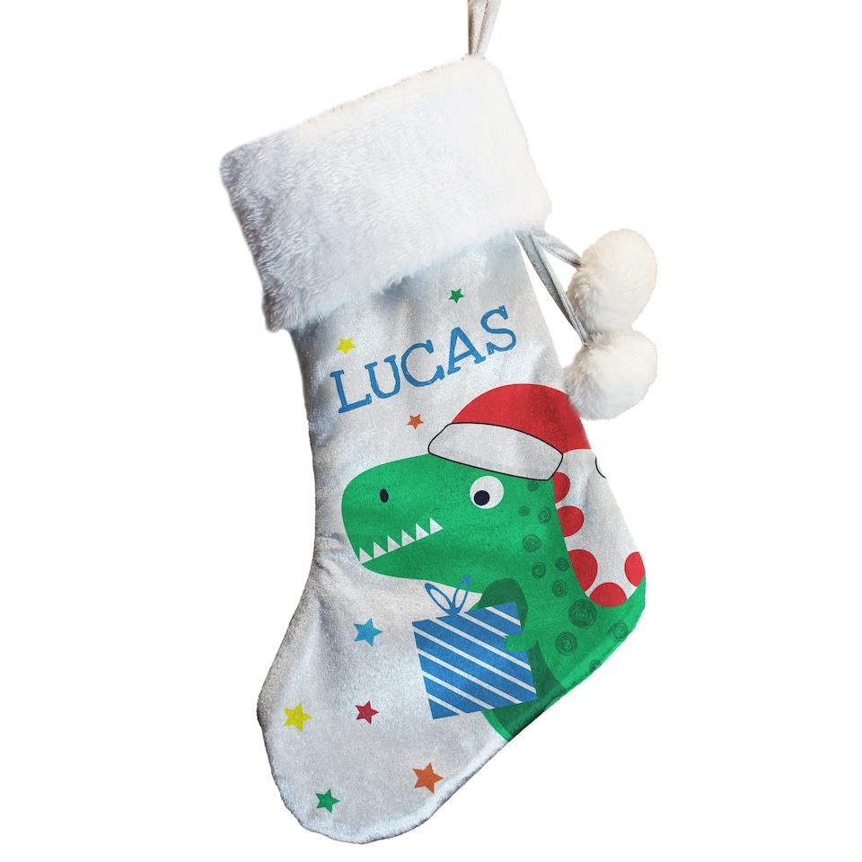 image 1 of Personalised Dinosaur Christmas Stocking