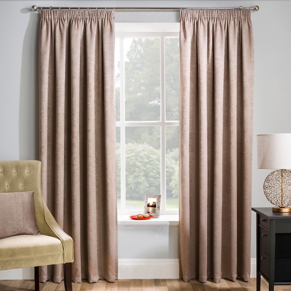 image 1 of Enhanced Living Matrix Latte Natural 90 x 72 inch (229x183cm) Tape Top Thermal Noise reducing Dim Out Curtains (PAIR)