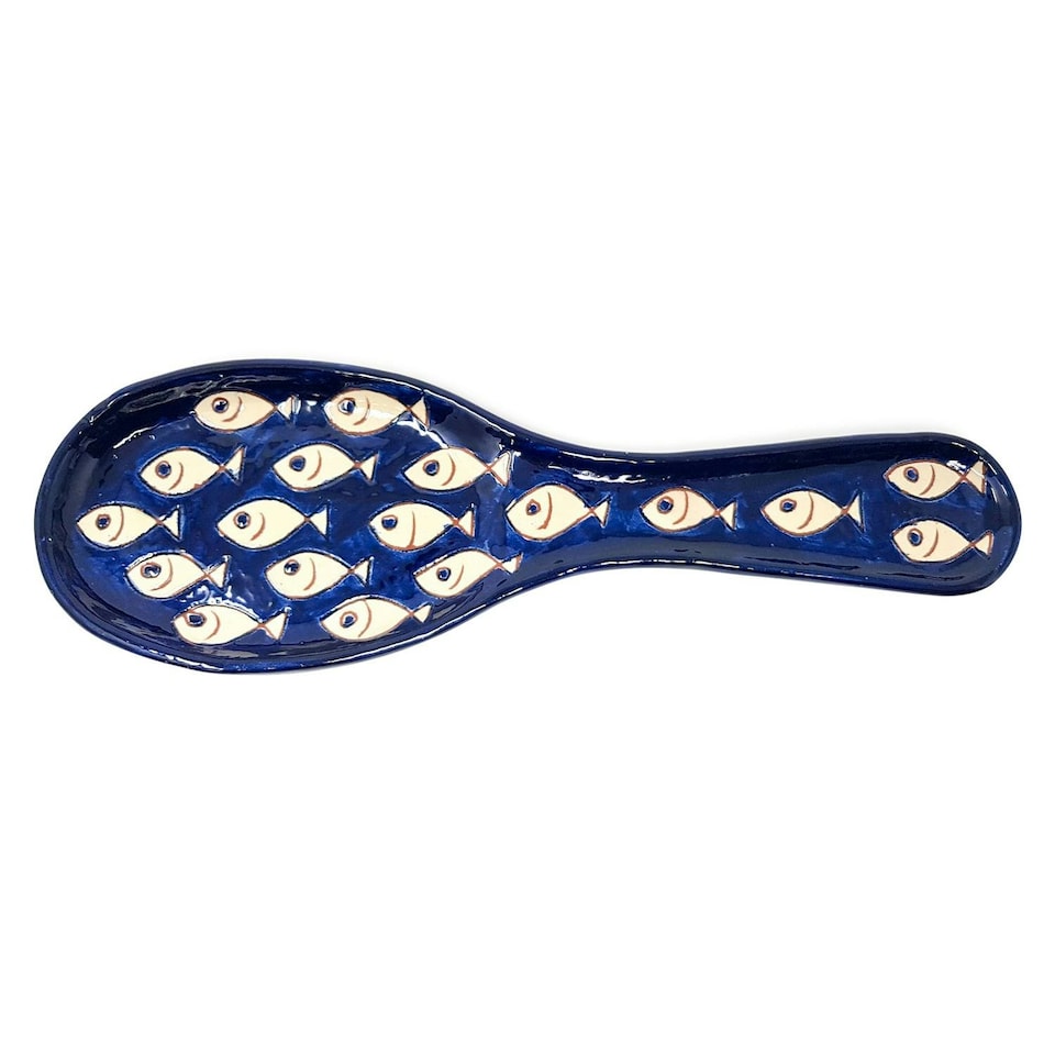 image 1 of Verano Spanish Ceramics Signature Spoon Rest - 28cm White Fish