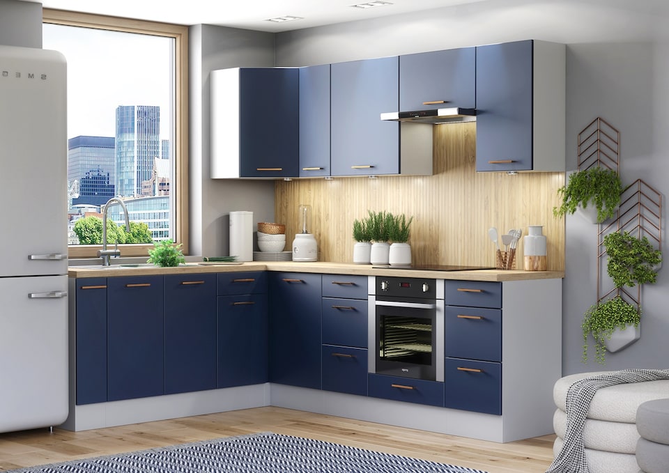 image 1 of Nora Kitchen Corner Base Cabinet Left or Right - Navy Blue W470xH870mm