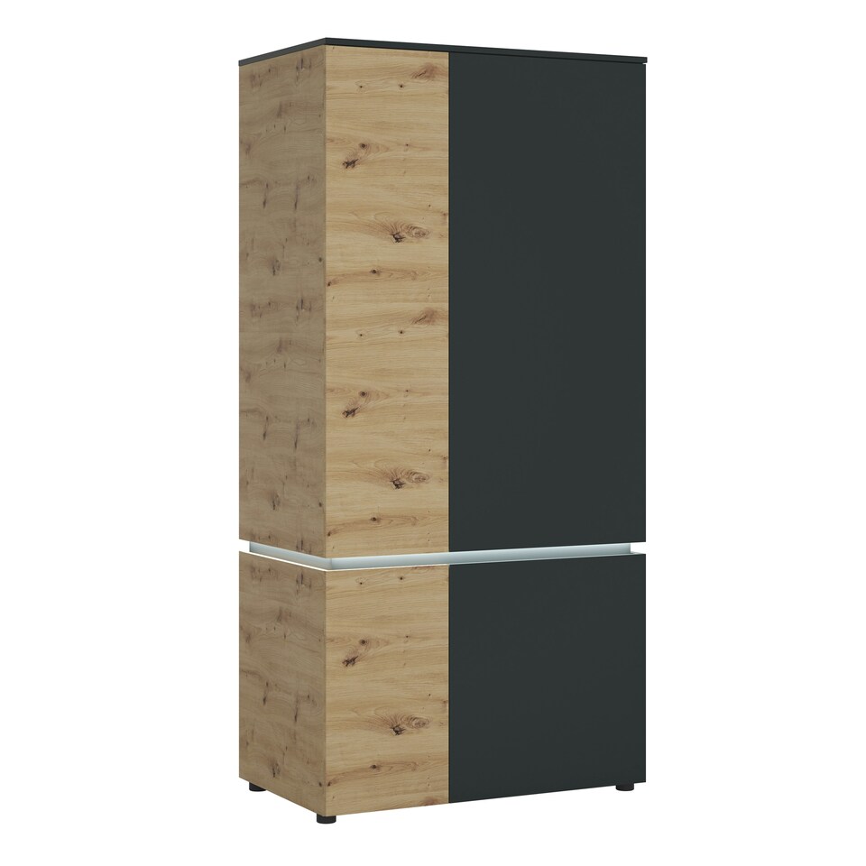 image 1 of Luci 4 Door Wardrobe (including LED lighting) in Platinum and Oak