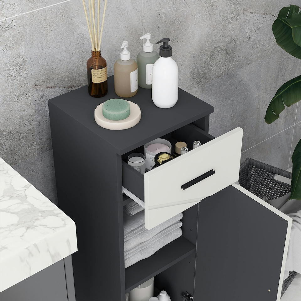 image 1 of kleankin Bathroom Storage Cabinet, Slim Bathroom Cabinet with Soft Close Door
