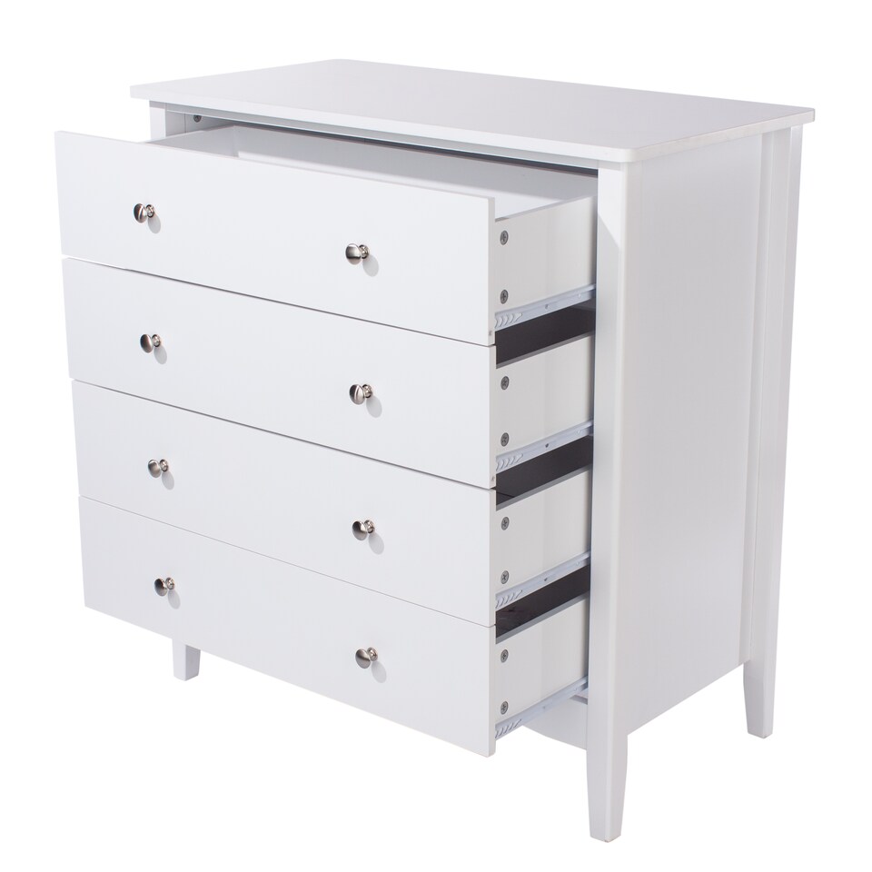 image 1 of Como 4 Drawer Chest of Drawers - Shaker Style Bedroom Storage Cabinet with Compact Design | White | White | 1