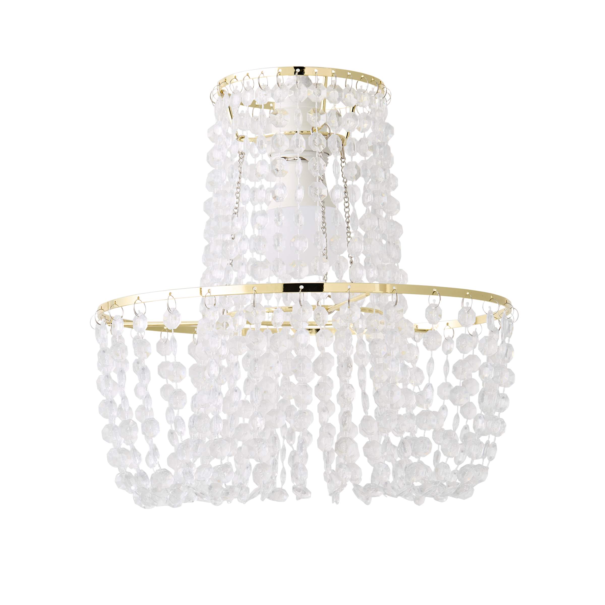 ValueLights Tegan Silver Acrylic Jewel Droplet Pendant Ceiling Light Lamp Shade in Gold