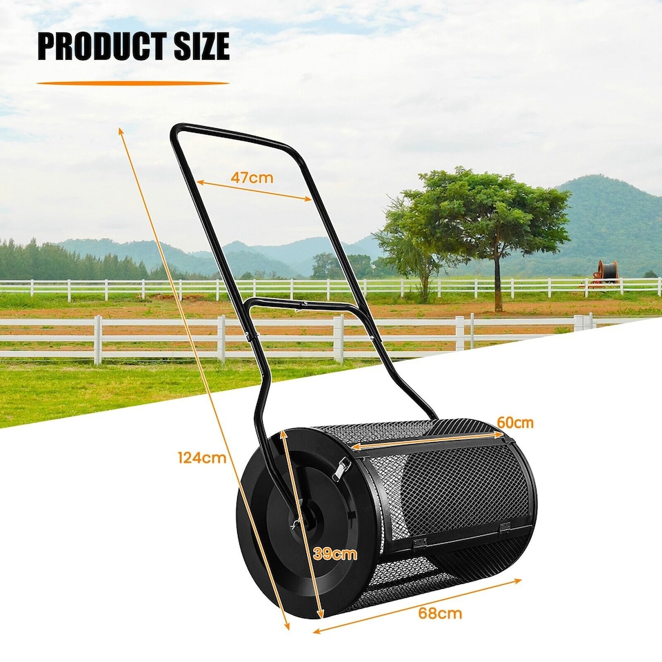 image 1 of 27 Inch Compost Spreader Peat Moss Spreader with Upgrade U-shaped Handle