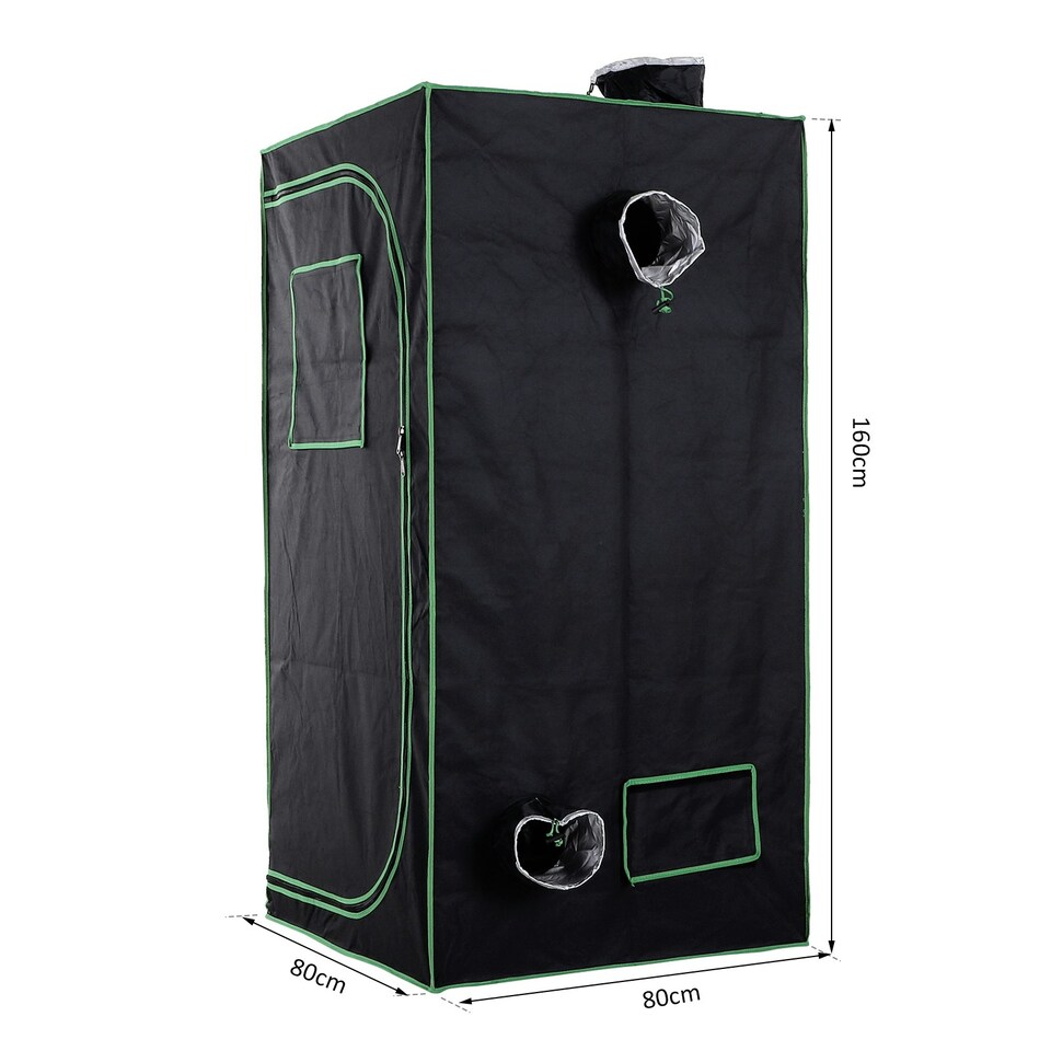 image 1 of Outsunny Mylar Hydroponic Grow Tent w/ Floor Tray for Indoor Plant 80x80x160cm