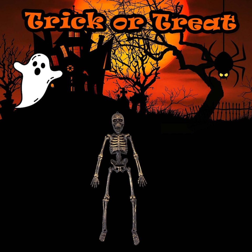 image 1 of PMS Gold Hanging Skeleton Decoration for Halloween Parties