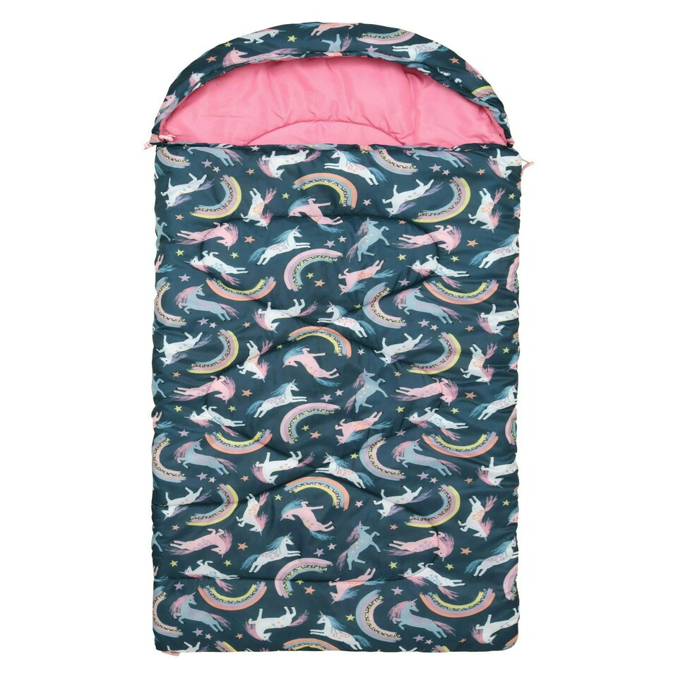 image 1 of Mountain Warehouse Kids Sleeping Bag 2 Season Camping Childrens Girls Boys Blue