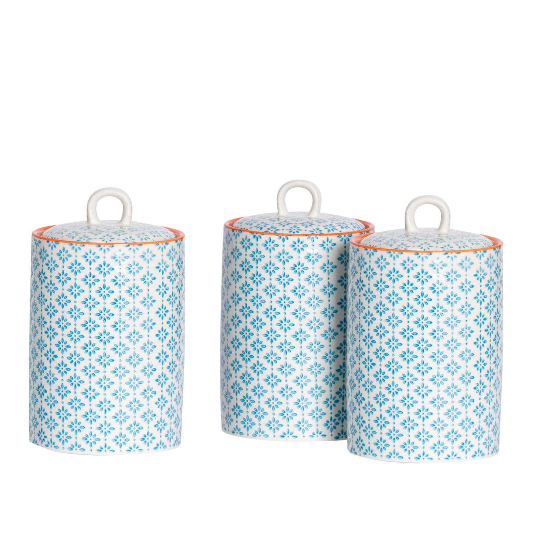Nicola Spring Hand-Printed Cappuccino Cups - 250ml - Pack of 6 in Blue