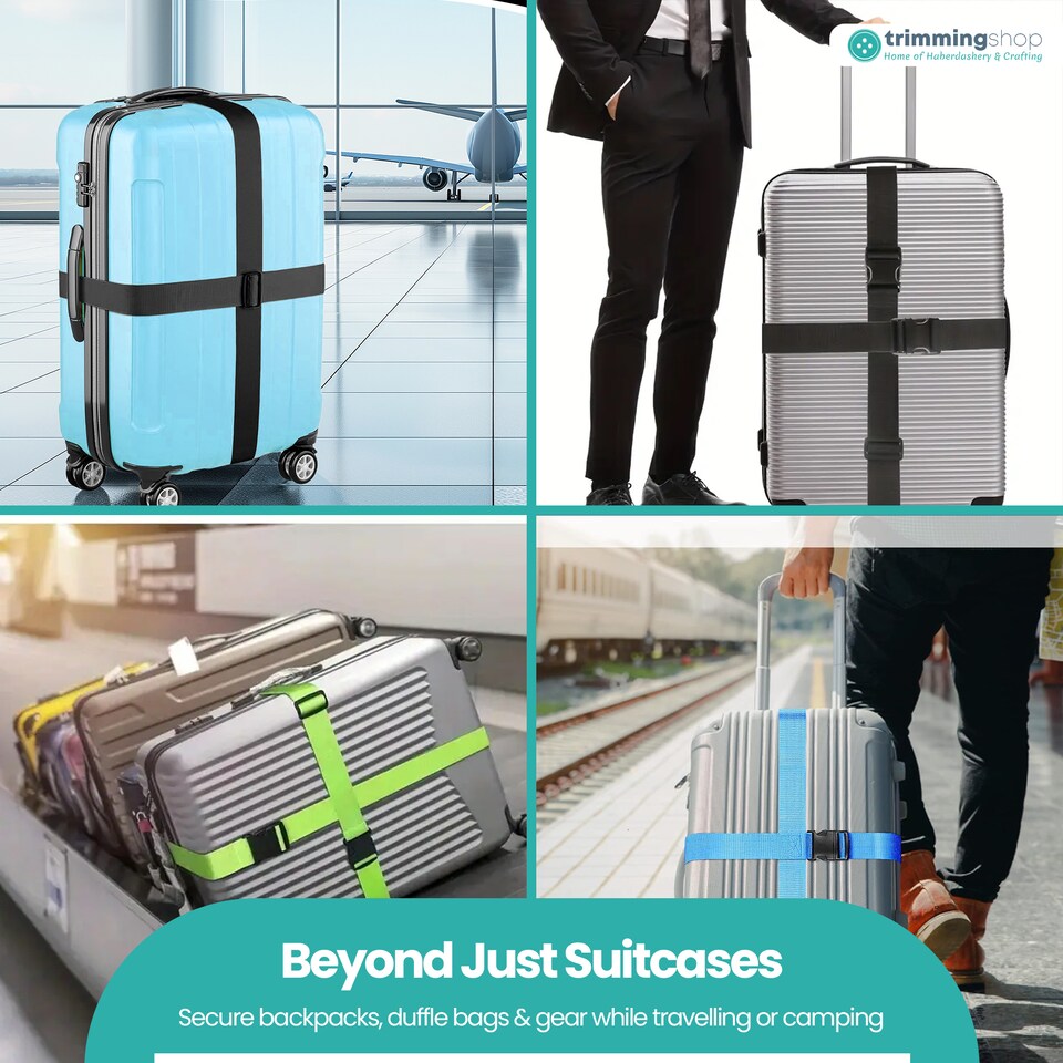 image 1 of Strong Adjustable Luggage Strap with Buckle - Pack of 4