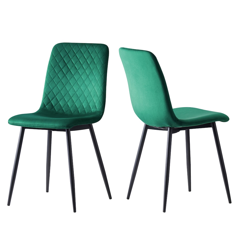 image 1 of MCC Direct Set of 2 Lexi Velvet Fabric Dining Chairs with Metal Legs Green